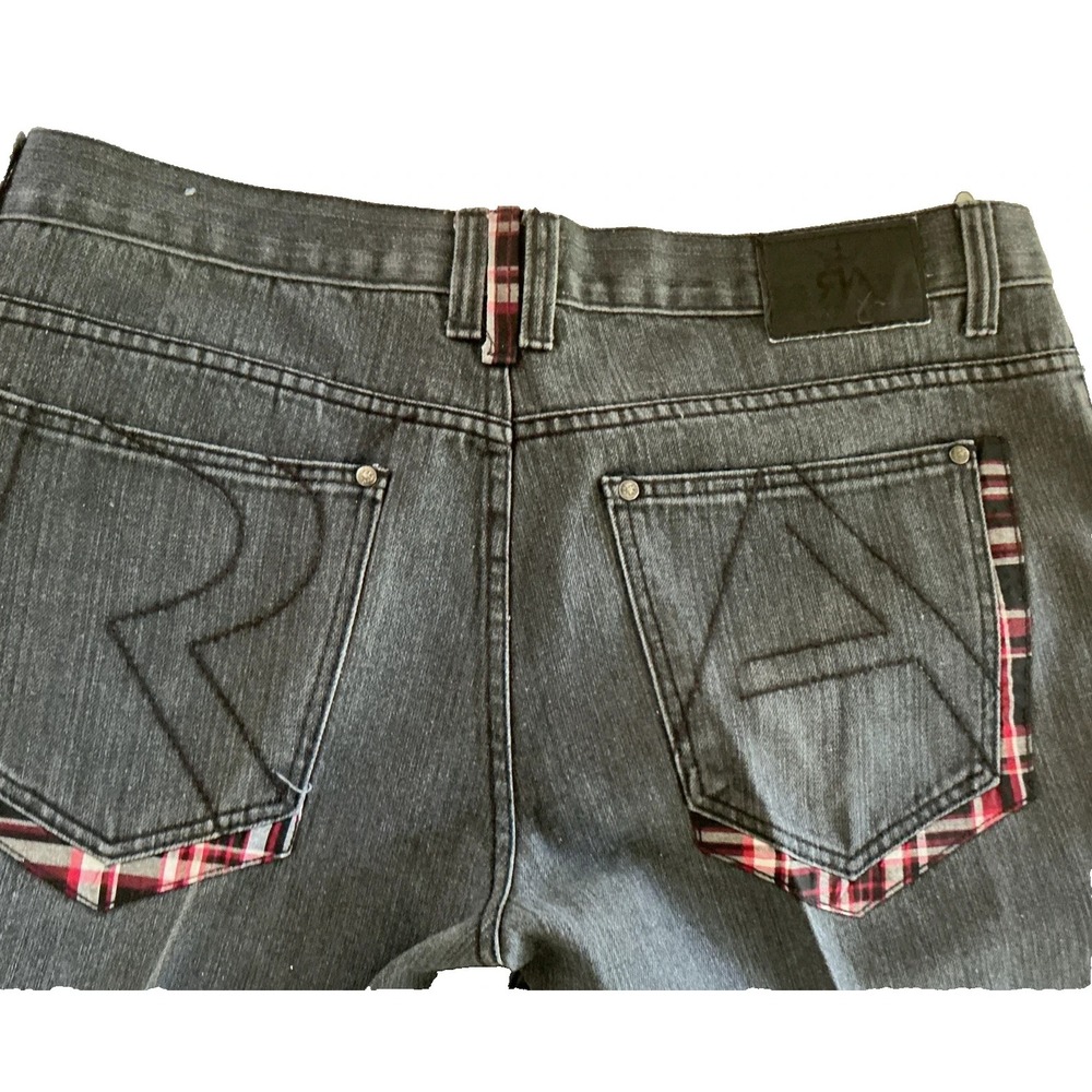 Vintage Y2K Red Ape Baggy Jeans Mens 40x30 Black Plaid Trim Skater Punk Grunge
